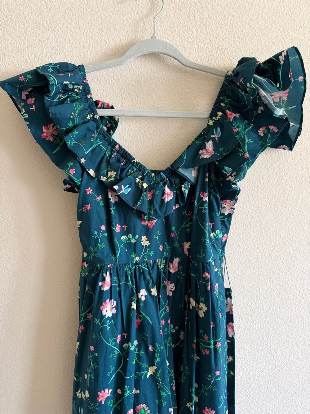 Hill House Midnight Green Floral Ruffle Midi Dress - Picture 4 of 4